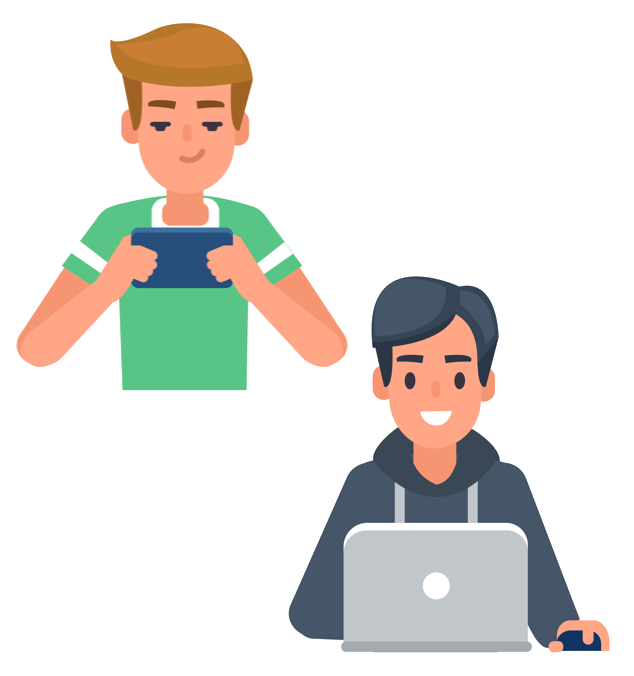 Kinder mit Handy und Notebook