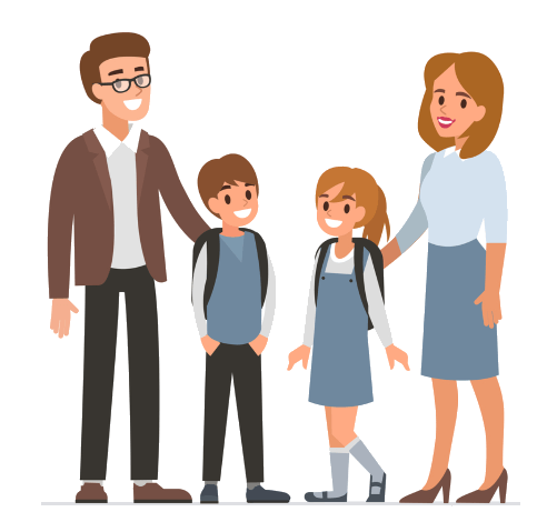 Family with the kids