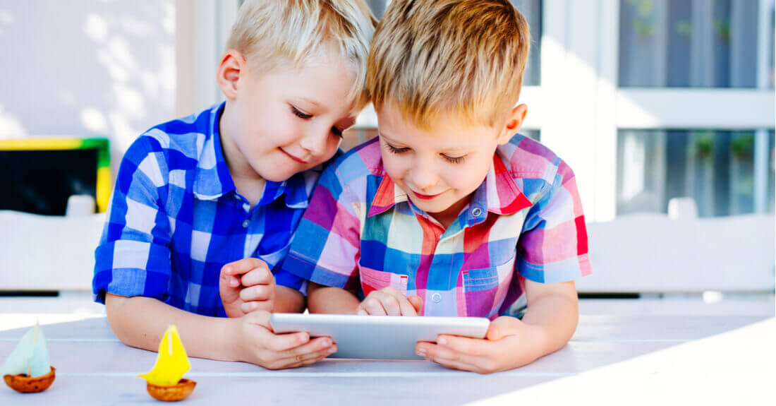 Kids using a tablet